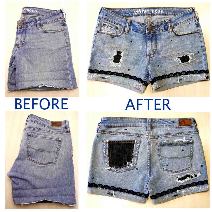 Как сшить шорты из старых джинсов: декор