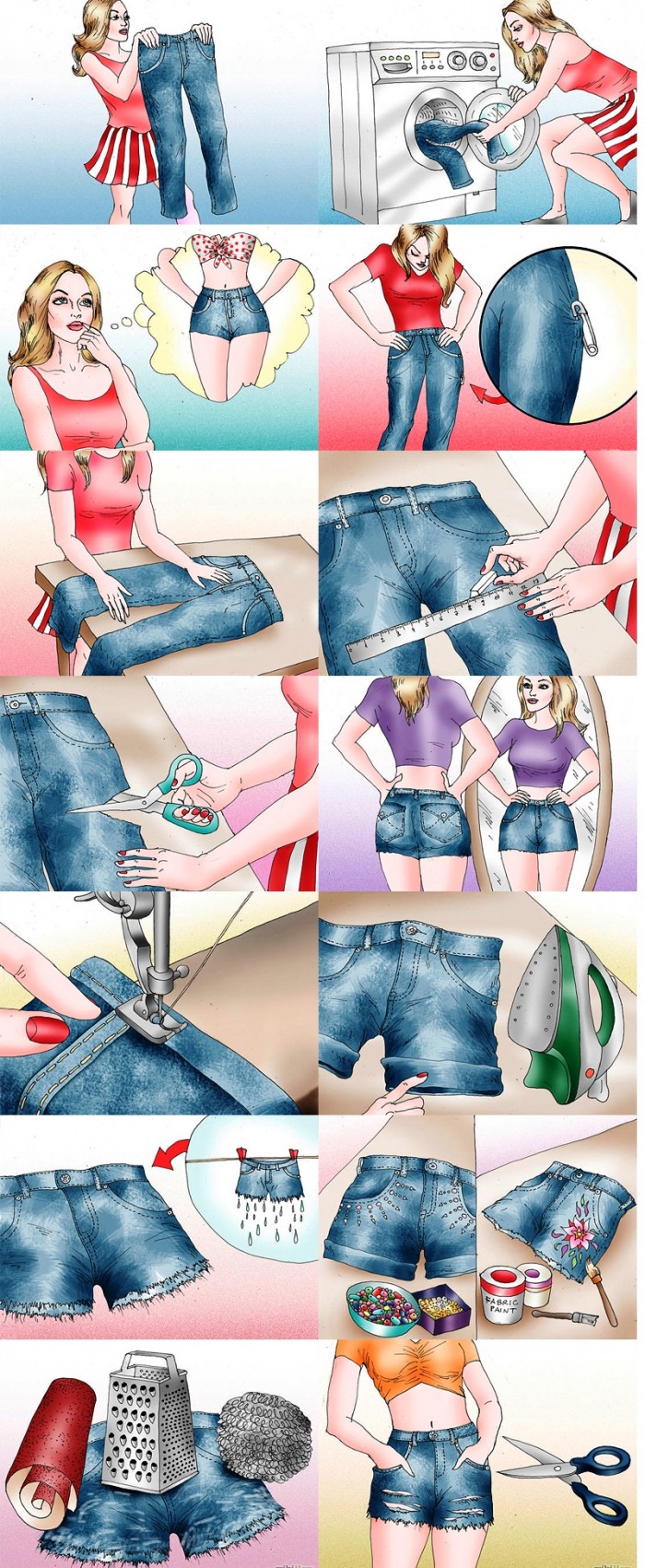 Как сшить шорты из старых джинсов