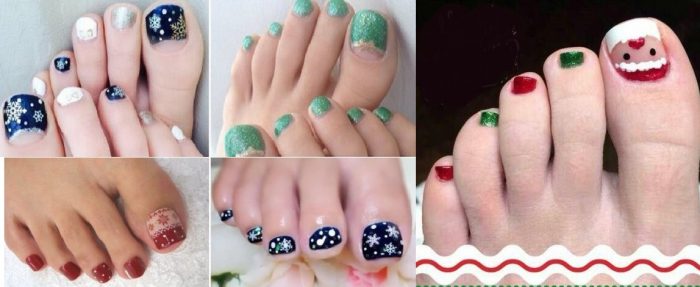 The ideas of New Year's design pedicure