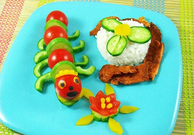 Креативная сервировка детского овощного блюда.