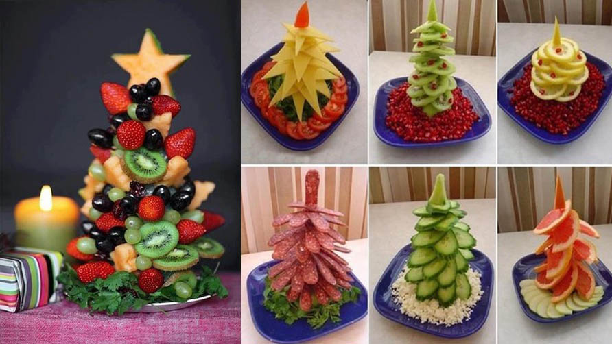 Новогодняя нарезка из фруктов и овощей