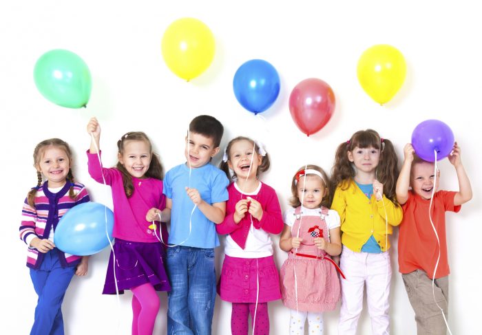 happy children with balloons