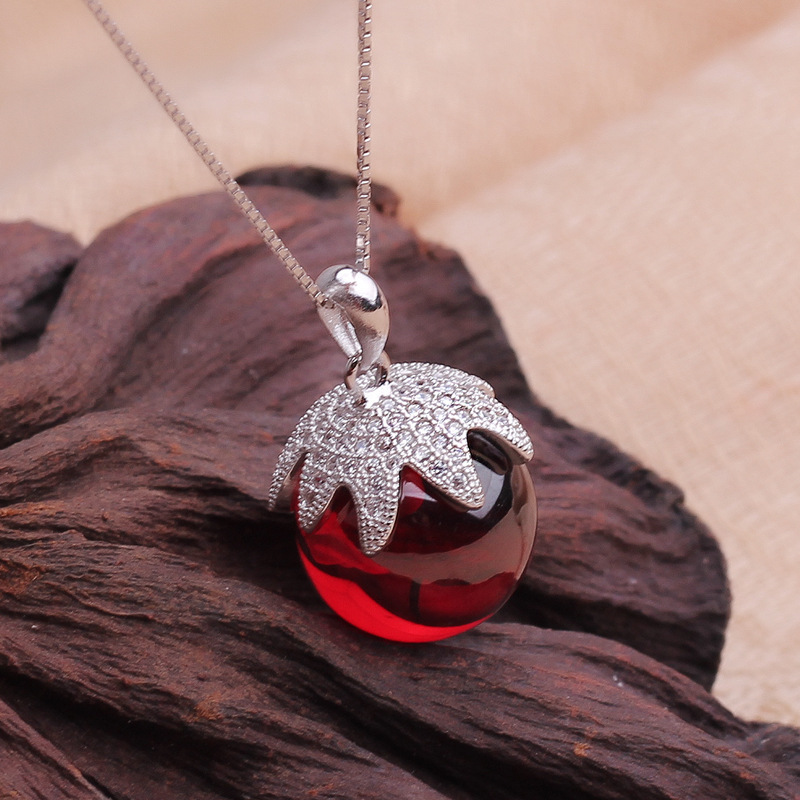 Brand-new-925-sterling-silver-font-b-necklace-b-font-font-b-fruit-b-font-garnet