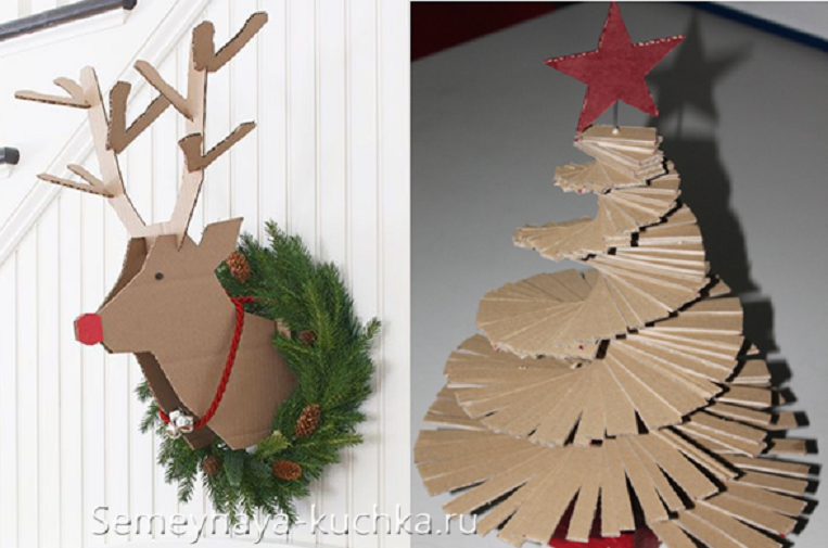 Božično drevo iz kartona iz kartonske škatle z lastnimi rokami