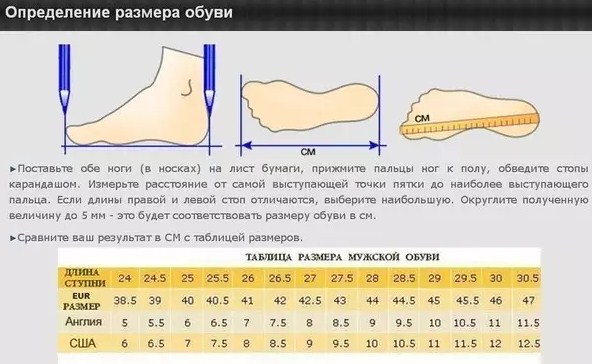 Измерьте стопу и покупайте