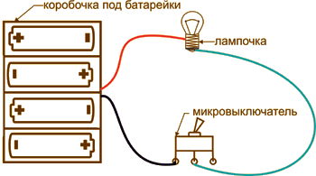 Схема подключения лампочки