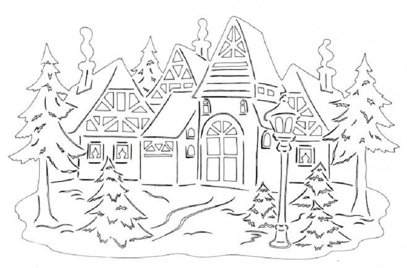 Деревенские домики зимой