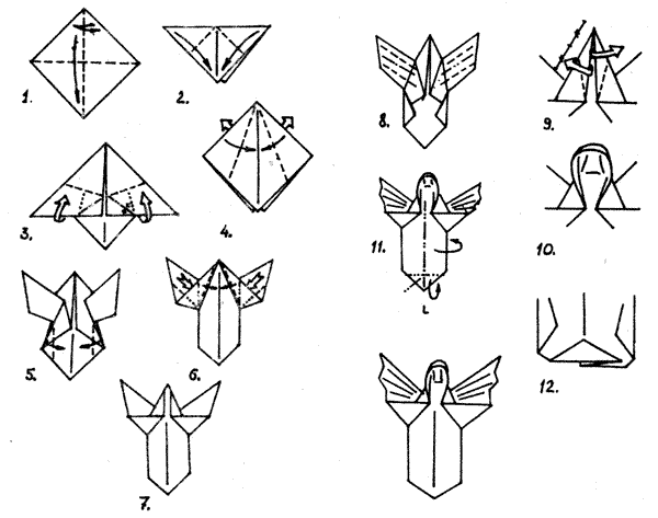 Схема для создания ангела из бумаги