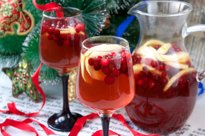 Sangria with berries.