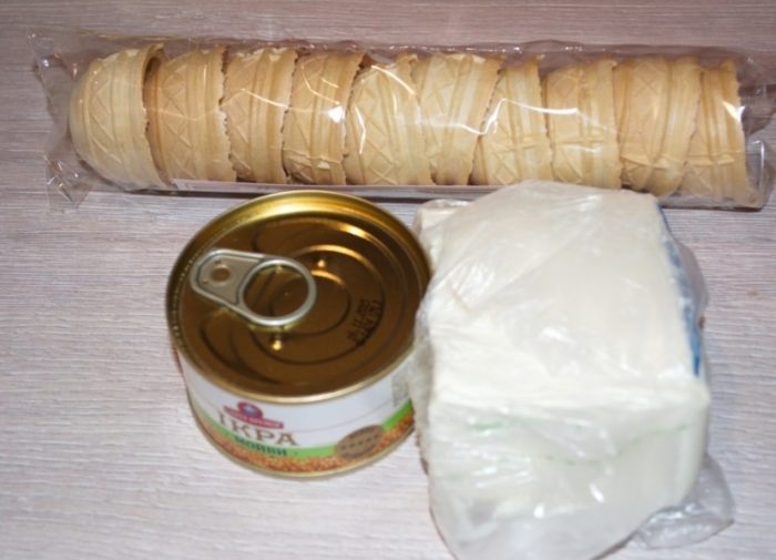 Ингредиенты для тарталеток с икрой мойвы и сливочным сыром