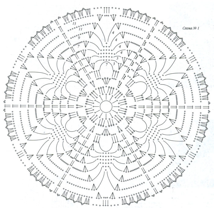 схема мотива для юбки платья снежинки крючком 