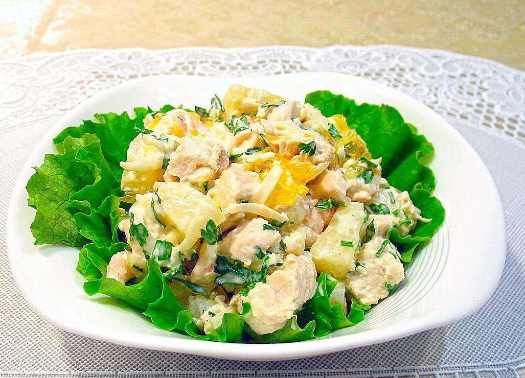 Рецепт салата курицы с ананасами с Рецепт салата курицы с ананасами с