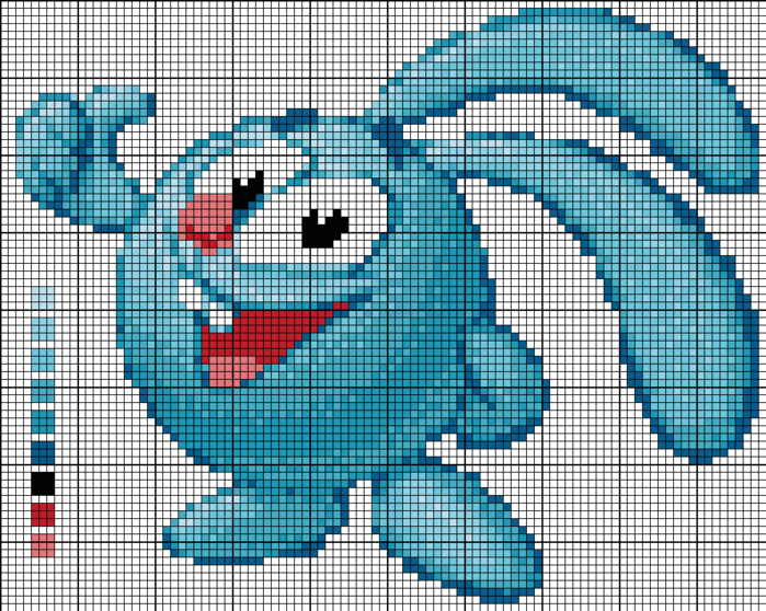 Как нарисовать Кроша по клеточкам?