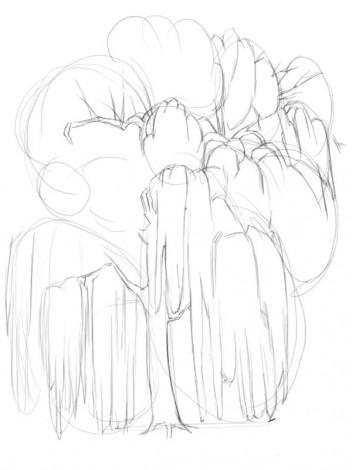 Прорисовываем ствол и поникшие ветки