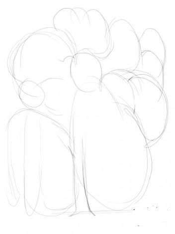 Рисуем первоначальные контуры веток вербы