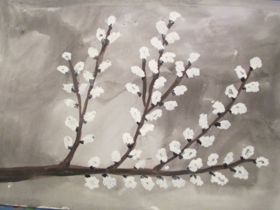 Пример 1: веточка вербы, рисунок детский