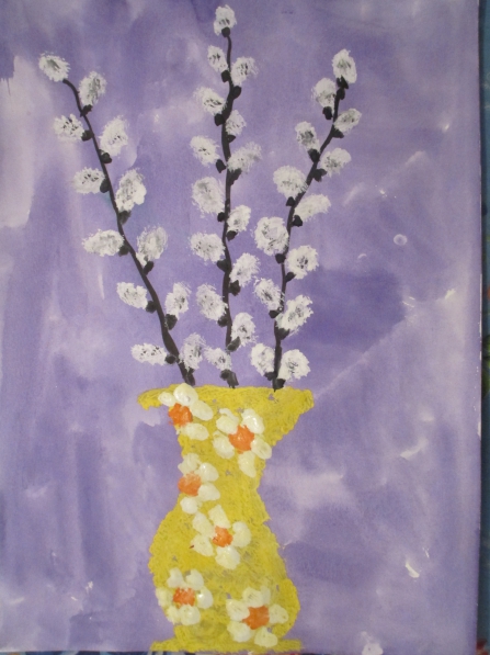 Пример 2: веточка вербы, рисунок детский