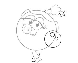 Прорисовываем голову игрушечного зверя и косичку Нюши