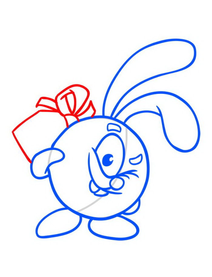 Дорисовываем Крошу подарочную коробочку за спиной