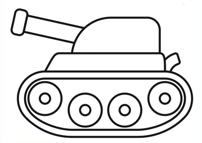 эскиз для рисования танка ребёнком с помощью карандаша