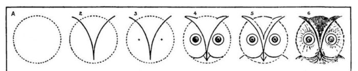 пошаговые рисунки головы совы карандашом