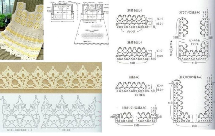 подробная схема вязания ажурного сарафана крючком для девочки до 1 года, пример 3