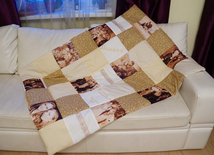 Лоскутное одеяло с надписями и фотографиями