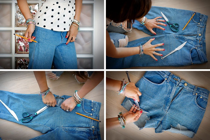 Как правильно и ровно отрезать старые джинсы для шорт?