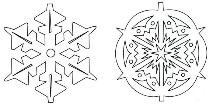 различни модели за рязане на снежинки от тавани, пример 4