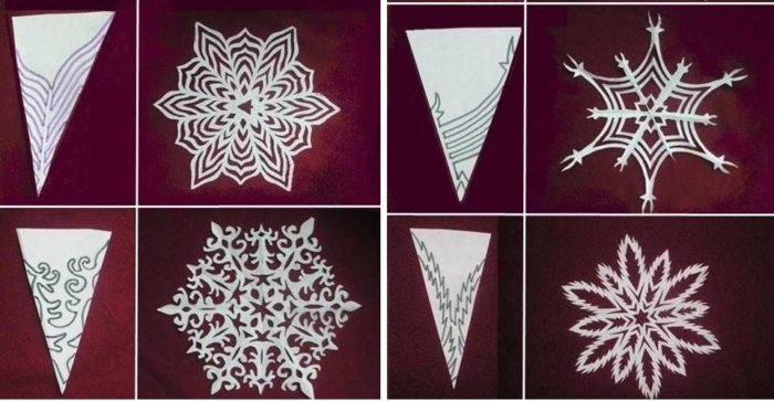 verschiedene Muster zum Schneiden von Schneeflocken von Deckenfliesen, Beispiel 7