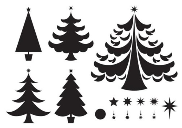 stencils για την κοπή ενός χριστουγεννιάτικου δέντρου από πλακάκια οροφής, παράδειγμα 4