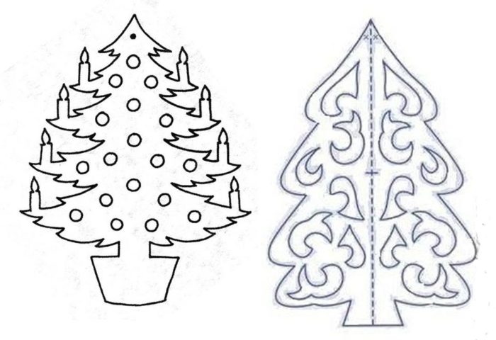 stencils برای برش درخت کریسمس ساخته شده از کاشی های سقف، مثال 2