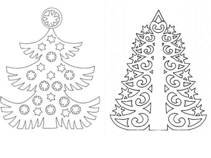 stencils zum Schneiden des Weihnachtsbaum aus den Deckenplatten, Beispiel 1