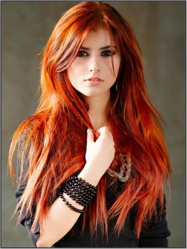 Яркий шатуш рыжих волос для кареглазой девушки