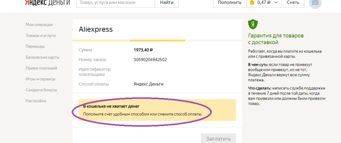 چگونه به پرداخت سفارش برای Aliexpress به از طریق کیف پول Yandex.Money: آموزش