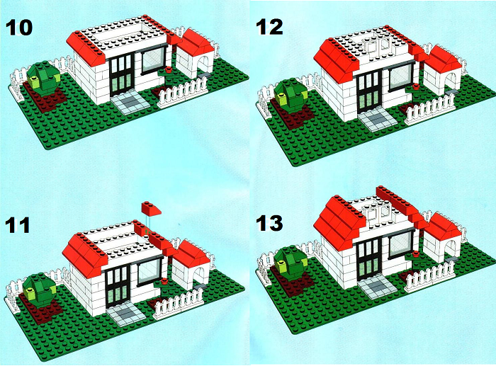 Пошаговая схема строительства дома лего: шаг 10-13