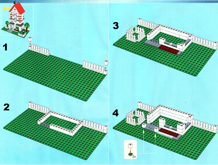 Пошаговая схема строительства двухэтажного дома лего: шаг 1-4