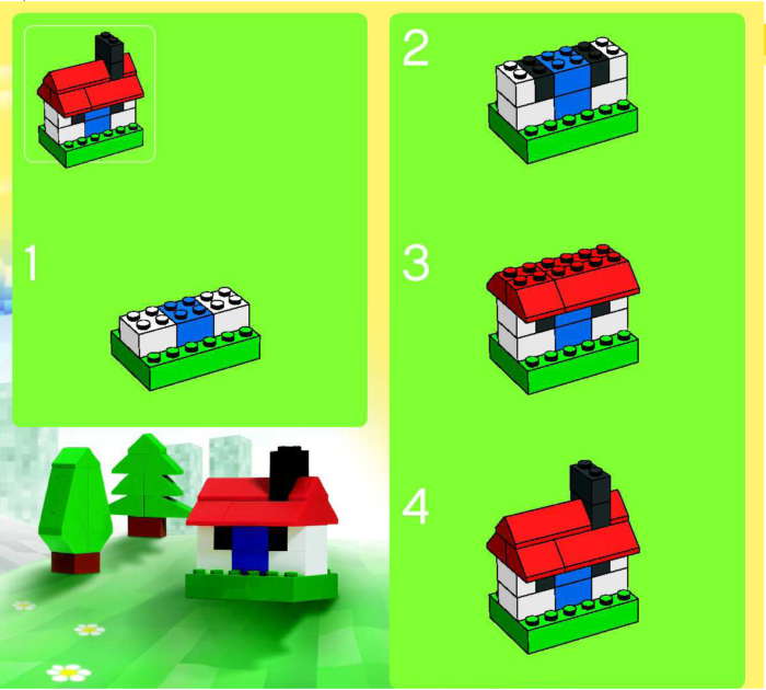Пошаговая схема строительства мини-домика лего 
