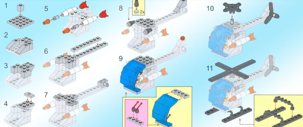 Вертолет из лего схема