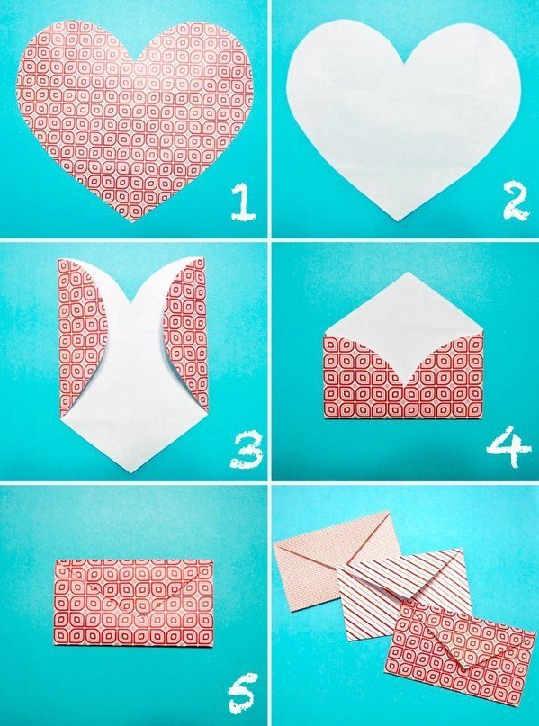 Оригами из бумаги: конверт, валентинка