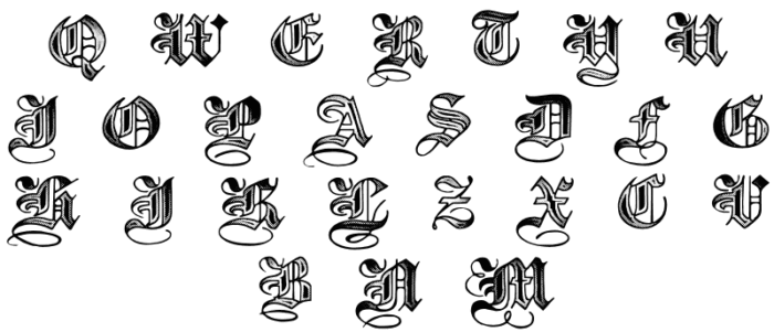 Буквы в готическом шрифте