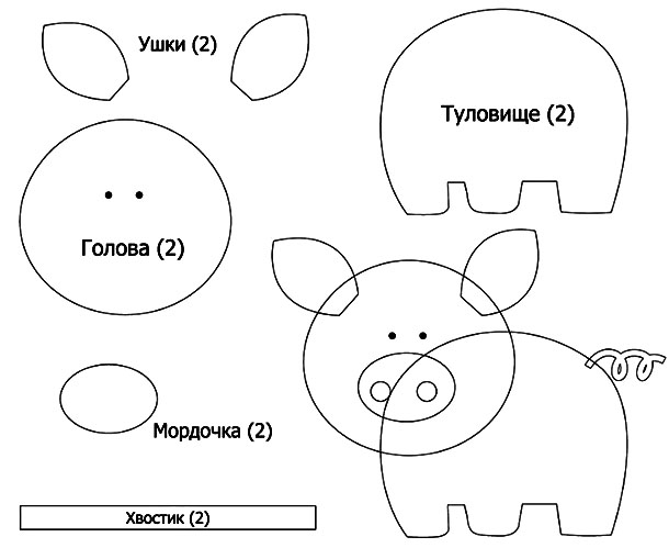 Выкройка свинки- брелка