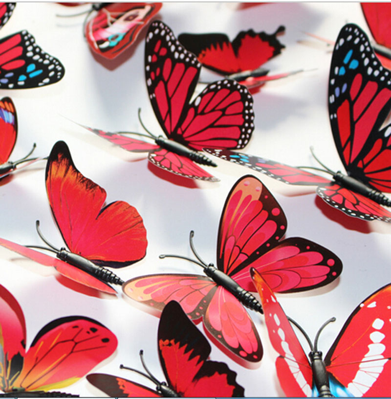 Rojo-3D-mariposa-pegatinas-De-pared-Home-Decor-mariposa-pegatinas-De-pared-para-cuartos-De-los