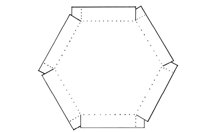 Шаблон крышки для коробки шестигранника