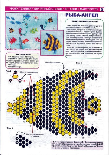 Рыбка из бисера схема для начинающих плоское плетение