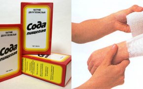 Hrana Soda, kot sredstvo za prvo pomoč in antimikrobno, ko koža gori, kosi, predelavo ran, Panaria: Folk Recepti aplikacije